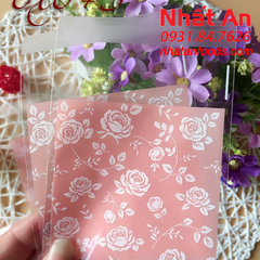 Túi dán đựng bánh trung thu Hoa Hồng 14x14cm - 100 cái