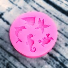 Khuôn silicone 4D Cá heo, sao, cua biển