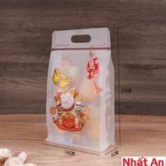 Túi zip Mèo Tài Lộc (nhỏ) - túi dọc