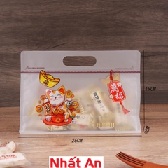 Túi zip Mèo Tài Lộc (lớn) - túi ngang