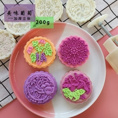 Khuôn Trung Thu 4 mặt chùm nho 200gr - 230gr