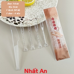 Bộ dao nĩa trung thu túi nâu