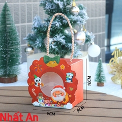 Hộp giấy đựng bánh kẹo Noel vòng đỏ