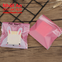 Túi dán bánh trung thu Thỏ Hồng 14x14cm - 100 cái