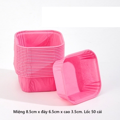 Cup giấy / chén giấy cupcake vuông màu hồng 50 cái