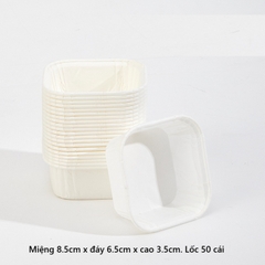 Cup giấy / chén giấy cupcake vuông màu trắng 50 cái