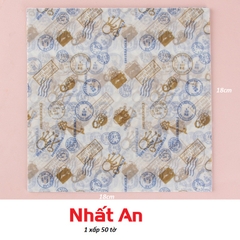 Giấy lót hộp bã mía tem bưu điện / hộp bento - 50 tờ