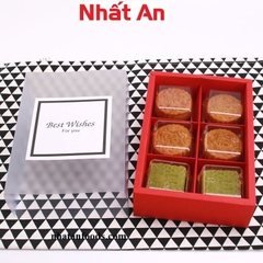 Hộp giấy đỏ nắp nhựa mờ 6 ngăn