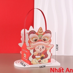 Hộp mica đựng bánh kẹo Tết- Lân