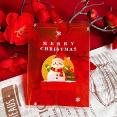 Túi hàn 7x10cm Noel Người tuyết găng tay xanh 100 túi