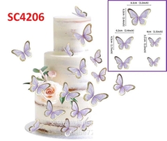 Set bướm trang trí bánh kem nền tím