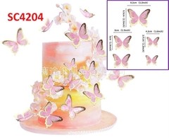 Set bướm trang trí bánh kem nền hồng