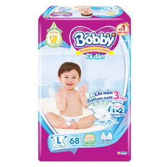 Bỉm tã dán Bobby siêu thấm size L, 68 miếng (9-13kg) (giao bao bì ngẫu nhiên)