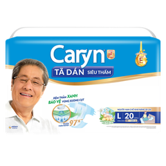 Tã dán giấy Caryn Siêu Thấm size L (hông 68 -122cm) - 20 miếng