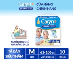 Tã dán Caryn siêu thấm chống trào 4 chiều size M (Gói 10 miếng)