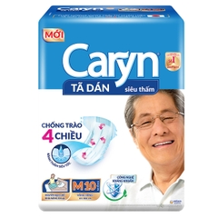 Tã dán Caryn siêu thấm chống trào 4 chiều size M (Gói 10 miếng)