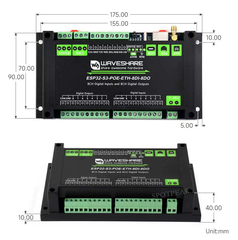 Bộ IO Công nghiệp 8-ch ESP32-S3 WiFi, RS485, 8 DI + 8 DO Relay, Ethernet Port, Modbus Support