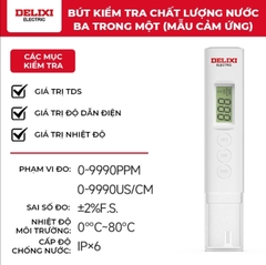 Bút Đo Chất Lượng Nước 3in1 Delixi DLX-GM763 Đo TDS, Nhiệt Độ, Độ Dẫn Điện, Độ Chính Xác Cao
