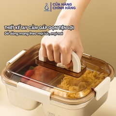 Hộp thực phẩm Likado inox 304 2 ngăn có tay cầm và nút thông hơi dung tích 1200 ml