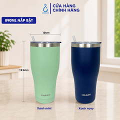 Bình giữ nhiệt Likado inox 304 nắp bật  ống hút dung tích 890ml