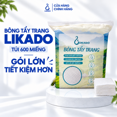 Bông tẩy trang Likado túi 600 miếng kích thước 6cmx5cm
