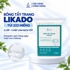Bông tẩy trang 222 miếng Likado 3 lớp 2 mặt chất liệu Cotton túi 222 miếng