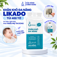 Khăn khô đa năng Likado 400 tờ 100% cotton kích thước 15*20cm