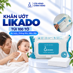 Khăn ướt không mùi cho bé Likado mới siêu mịn 1 hộp 100 miếng kt 15x20cm