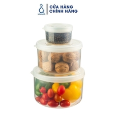 Bộ hộp nhựa đựng thực phẩm tròn  500ML -1000ML - 2000ml