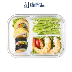 Hộp thủy tinh chia ngăn chữ nhật Likado 1040 ml (3 ngăn)