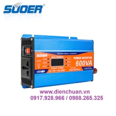 Máy kích điện 12V lên 600VA 220V/ biến tần 12V sang 220V 600VA ( tải liên tục 300W) - SUOER SAA-D600A