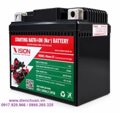 Ắc quy xe máy Natri-Ion 12V-54Wh Vision S7 dùng cho xe Piaggio  Liberty/ Vespa, SYM Attila, Honda Spacy/ SCR/@/Dylan/SH nhập