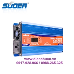 Máy kích điện 12V lên 220V 2000VA / Biến tần 12V sang 220V 2000VA ( tải liên tục 800W) - SUOER SAA-D2000A