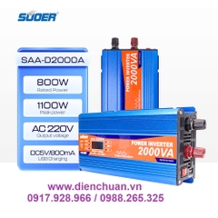 Máy kích điện 12V lên 220V 2000VA / Biến tần 12V sang 220V 2000VA ( tải liên tục 800W) - SUOER SAA-D2000A