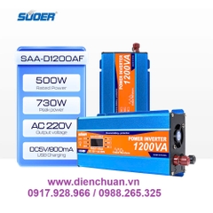 Máy kích điện 12V lên 1200VA 220V/ biến tần 12V sang 220V 1200VA ( tải liên tục 500W) - SUOER SAA-D1200A