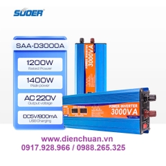 Máy kích điện 12V lên 220V 3000VA / Biến tần 12V sang 220V 3000VA ( tải liên tục 1200W) - SUOER SAA-D3000A