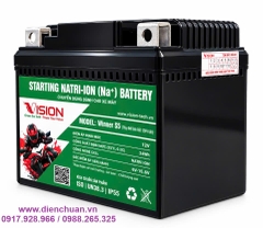 Ắc quy xe máy Natri-Ion 12V-24Wh Vision S5 bình lùn dùng cho xe Exciter, wave alpha đời sau, air blade 110.