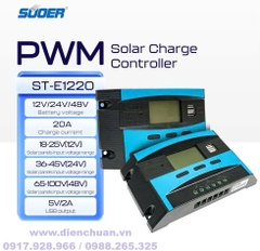 Điều khiển sạc năng lượng mặt trời 20A 12V/24V/48V Suoer ST-E1220