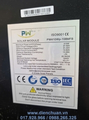Tấm pin năng lượng mặt trời 410w điện áp 31.4V hở mạch 37.6V ( màu đen)