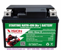 Ắc quy xe máy Natri-Ion 12V-24Wh Vision S5 bình lùn dùng cho xe Exciter, wave alpha đời sau, air blade 110.