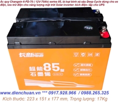 Ắc quy 12V 70AH CHANGXIN series 85 ( 6-FD-70) loại xả sâu dùng cho xe điện- Solar - kích điện inverter