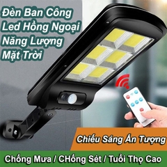 Đèn led năng lượng mặt trời ban công/ sân vườn 150w cảm biến chuyển động có điều khiển từ xa