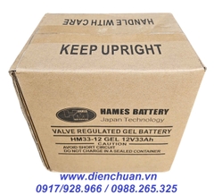 Ắc quy 12V 33AH Hames HM33-12 GEL xả sâu dùng cho xe điện tàn tật- Solar - kích điện inverter
