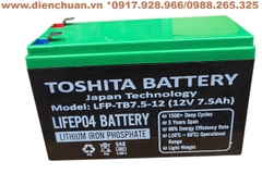 Pin lithium 12V 7.5Ah Toshita LFP- TB7.5-12 dùng cho UPS- loa kéo- bình thuốc sâu- lưu điện cửa cuốn