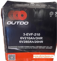 Ắc quy Outdo 3-EVF-210 ( 6V 210Ah/3HR, 6V 280AH/20HR) dùng cho xe điện, xe Golf