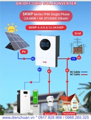 Biến tần năng lượng mặt trời hòa lưới có lưu trữ 8.6kW 48V chống nước chống bụi IP66- Solar On / Off Hybrid Inverter