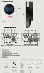 Biến tần năng lượng mặt trời hòa lưới có lưu trữ 6.6kW 48V chống nước chống bụi IP66- Solar On / Off Hybrid Inverter