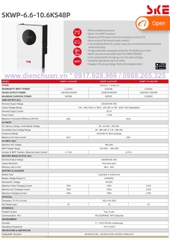 Biến tần năng lượng mặt trời hòa lưới có lưu trữ 10.6kW 48V chống nước chống bụi IP66- Solar On / Off Hybrid Inverter 10.6kw
