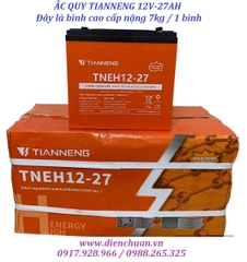 Ắc quy xe máy điện TIANNENG 12V 27Ah / Ắc quy Thiên Năng TNEH12-27 số 1 Trung Quốc