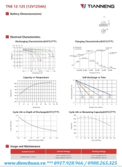 Ắc quy Tianneng TNE12-125 (12V-125AH )/ ắc quy xả sâu dùng cho xe điện, Solar 12V-125Ah TN Power TNE12-125 (12V-125ah)